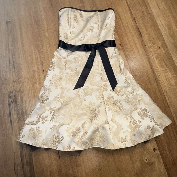 Gunne Sax Jessica McClintock Party Dress Strapless Bow Size 1/2 90s Y2K - Picture 1 of 12